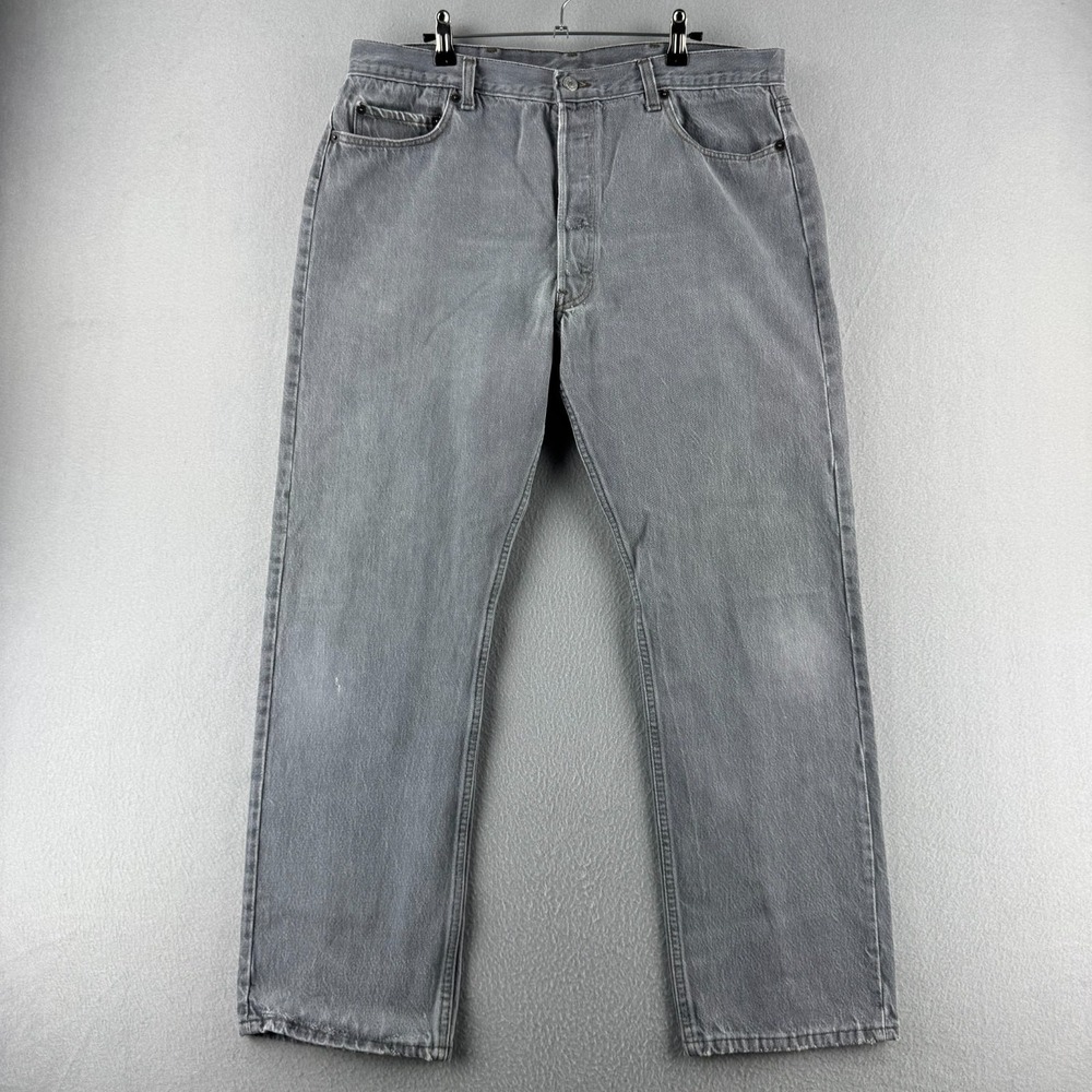 Vintage Levis Jeans Mens 38x30 (Fits 36x29) Gray 501 Straight 80s Made in USA